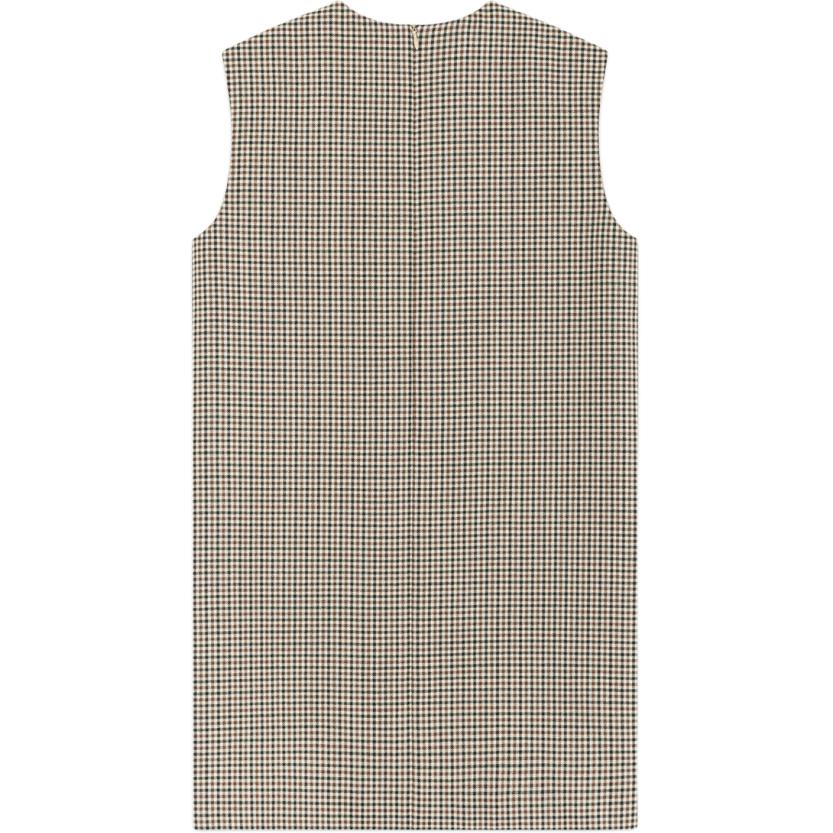 Lookbook (Women) WE11DONE Beige Plaid Letter Mini Sleeveless Dress  Fashion WD-OP2-24-122-W-BG