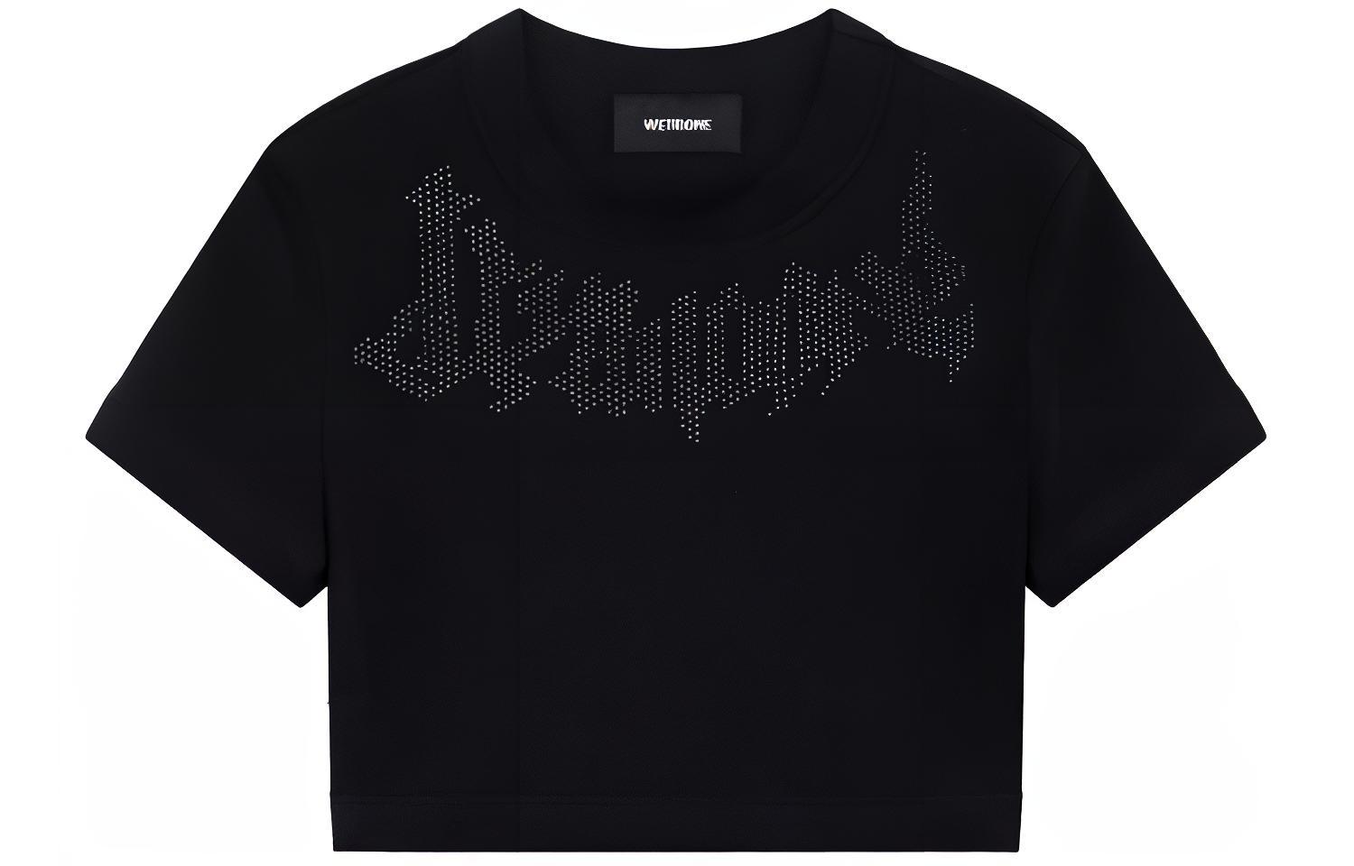 Order (W) WE11DONE 黑色水鑽修身短袖T恤 WD-TT1-24-734-W-BK