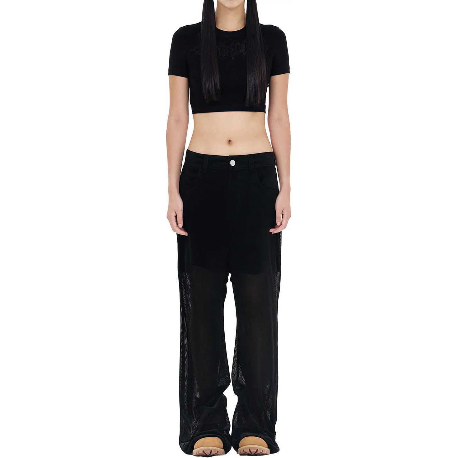 Shop (W) WE11DONE 黑色水鑽修身短袖T恤 WD-TT1-24-734-W-BK