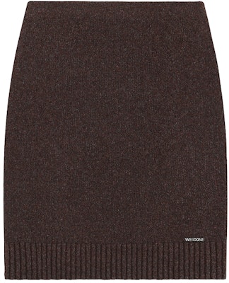 (Women) WE11DONE Brown Knitted Midi Dress for Women with Minimalist Letter Design. WD-KS2-24-612-W-BR Buy (Women) WE11DONE Brown Knitted Midi Dress for Women with Minimalist Letter Design. WD-KS2-24-612-W-BR