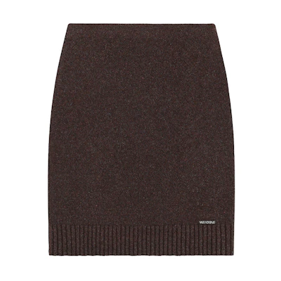 (Women) WE11DONE Brown Knitted Midi Dress for Women with Minimalist Letter Design. WD-KS2-24-612-W-BR