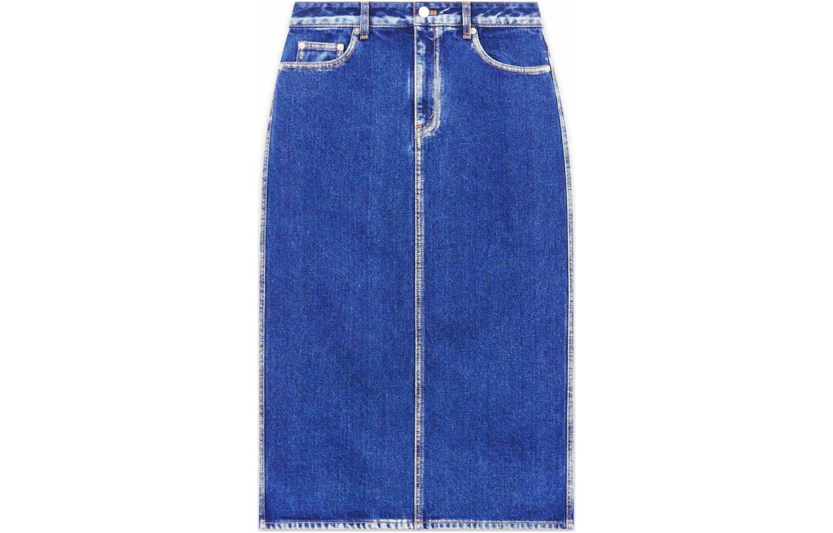 (Women) WE11DONE Distressed Denim Zipper Midi Skirt Women’s Blue WD-DS3-22-332-W-BL