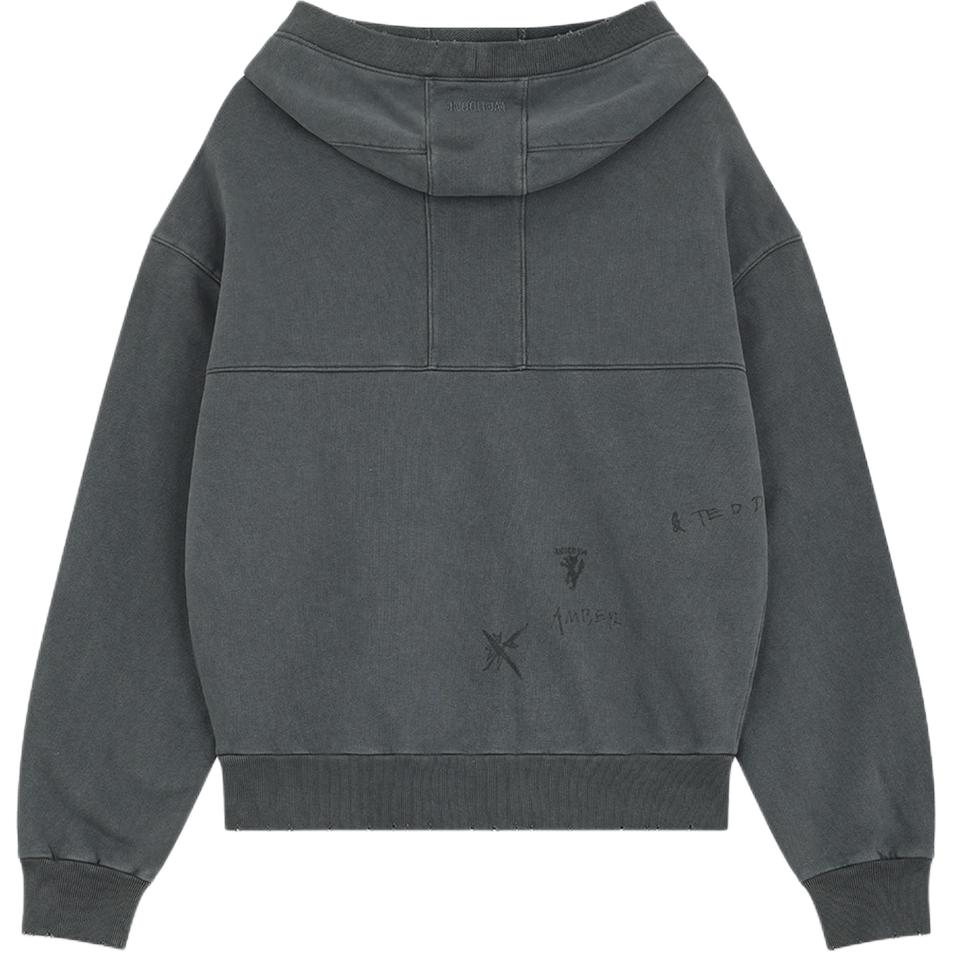 (Women) WE11DONE Distressed Oversized Hoodie Women’s Grey Long Sleeve Sweatshirt. WD-TH2-24-801-U-CH 圖 3