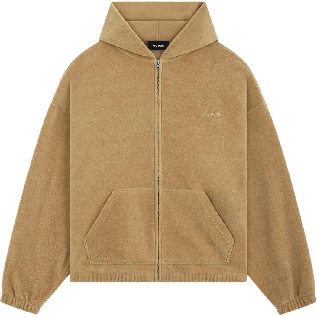 (Women) WE11DONE Embroidered Logo Long Sleeve Zip Jacket  Camel Color WD-TJ2-24-868-U-BG