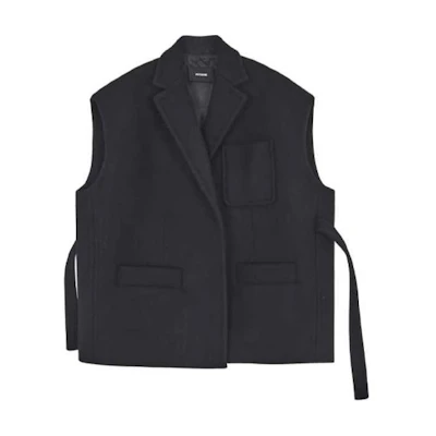 (Women) WE11DONE FW21 Black Solid Casual Lace-Up Suit Vest WD-VT3-21-064-W-BK