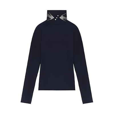 (Women) WE11DONE FW21 Black Turtleneck Knit Long Sleeve Top WD-TT3-21-569-W-BK