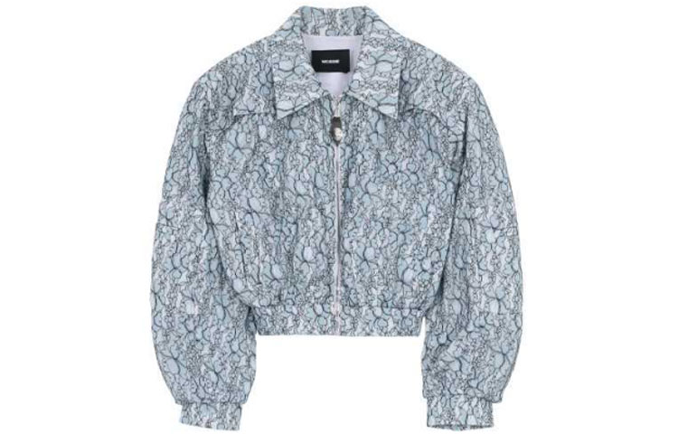 (Women) WE11DONE FW21  Blue Lace Layered Cotton Bomber Jacket WD-JP3-21-180-W-SK