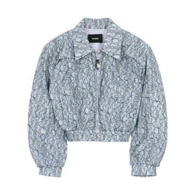 (Women) WE11DONE FW21 Blue Lace Layered Cotton Bomber Jacket WD-JP3-21-180-W-SK