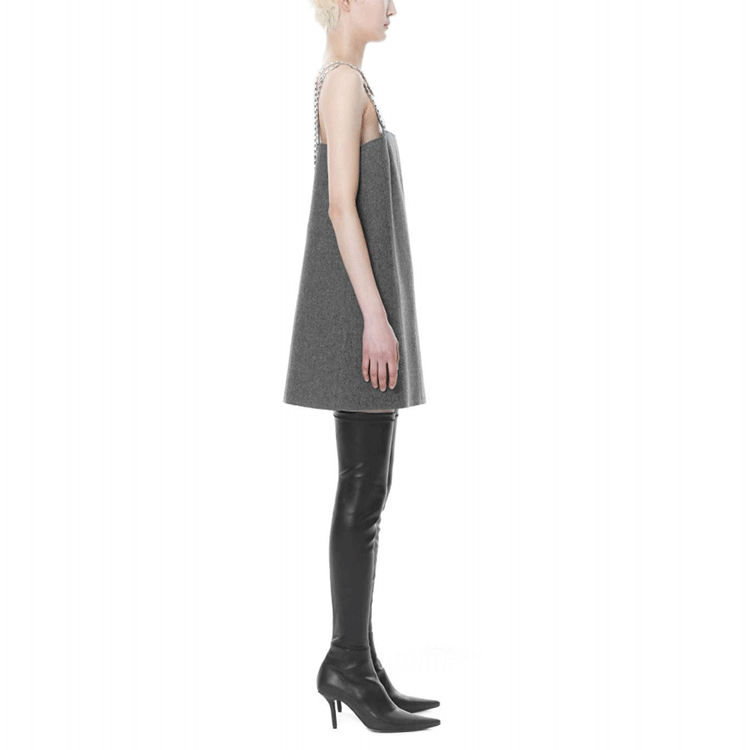Purchase (Women) WE11DONE FW21  Grey Wool Chain Mini A-Line Sleeveless Dress. WD-OP3-21-132-W-GY