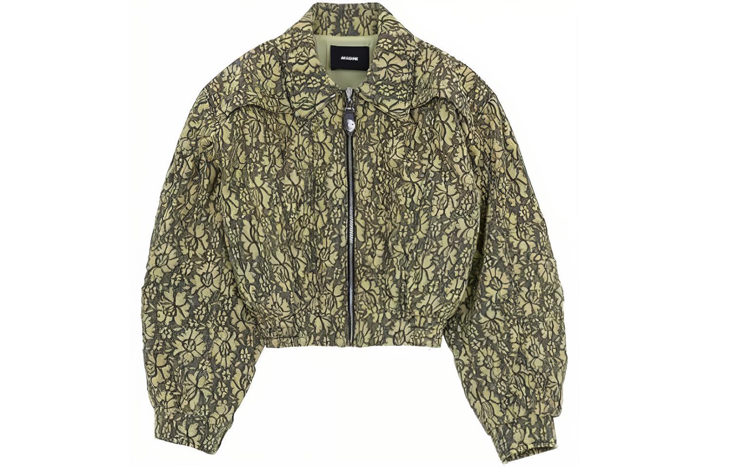 (Women) WE11DONE FW21  Yellow Lace Layered Cotton Bomber Jacket WD-JP3-21-180-W-YE