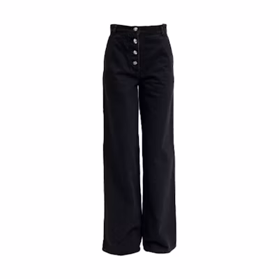 (Women) WE11DONE FW21 High-Waisted Wide-Leg Black Jeans for Women WD-DP3-21-340-W-BK