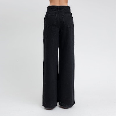 (Women) WE11DONE FW21 High-Waisted Wide-Leg Black Jeans for Women WD-DP3-21-340-W-BK Cheap (Women) WE11DONE FW21 High-Waisted Wide-Leg Black Jeans for Women WD-DP3-21-340-W-BK