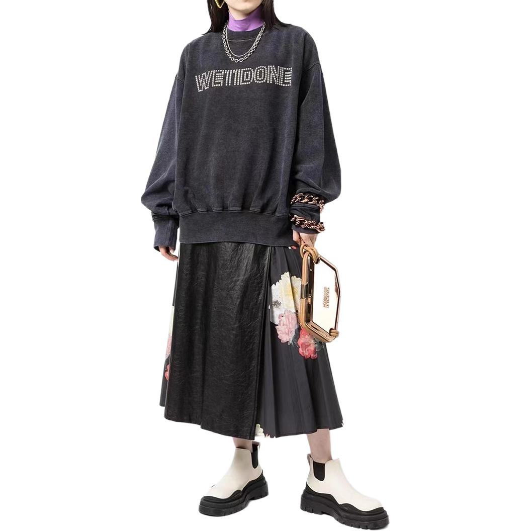 (Women) WE11DONE FW21 Logo Embellished Sweatshirt Black Grey WD-TS3-21-591-U-PP