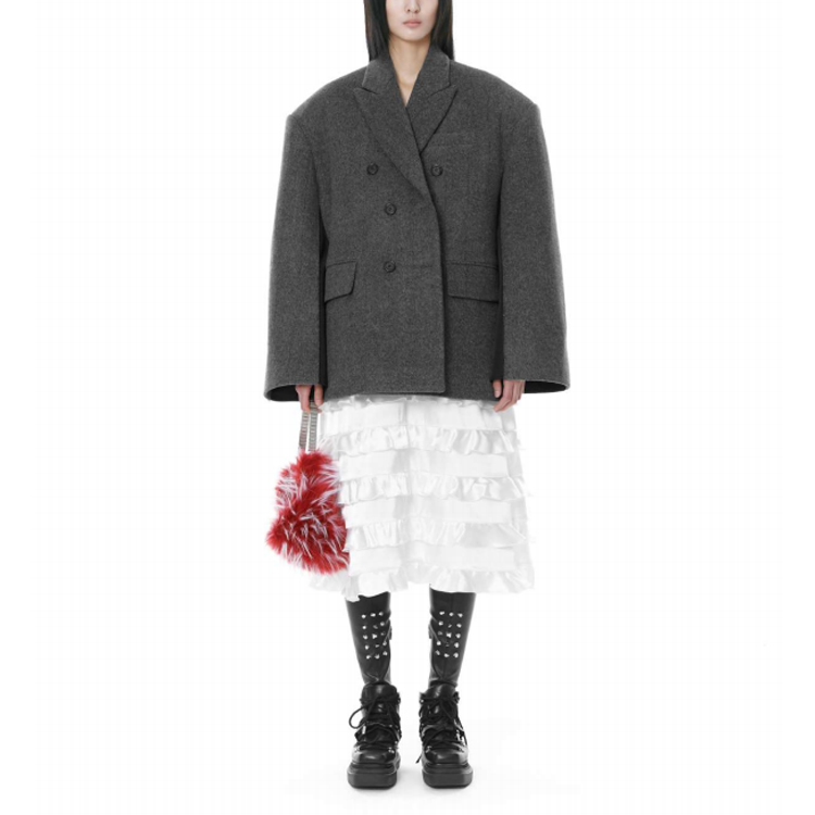 Lookbook (W) WE11DONE 2021秋冬灰色宽松长袖披肩西装外套 WD-JK3-21-015-W-GY