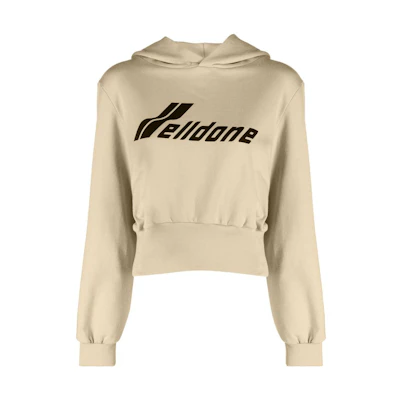 (Women) WE11DONE FW22 Cropped Logo Sweatshirt Khaki Color. WD-TH3-22-865-W-BG