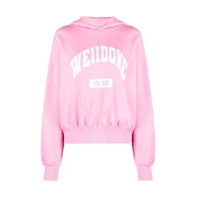 (Women) WE11DONE FW22 Pink Logo Letter Print Pullover Sweatshirt. WD-TH3-22-807-U-PK