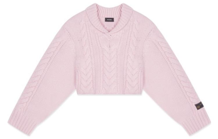 Order (W) WE11DONE FW22 粉色V領扭結細節羊毛短款開衫毛衣. WD-KT3-22-642-W-PK