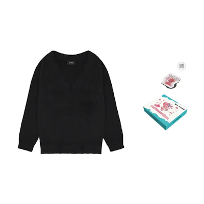 (Women) WE11DONE FW23 Mohair Blend Pullover Knit Sweater Black WD-KT3-23-658-W-BK
