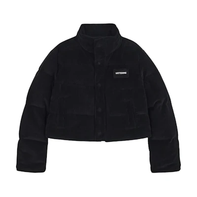 (Women) WE11DONE FW24 Black Oversized Down Jacket with Embroidered Logo. WD-PJ2-24-053-W-BK