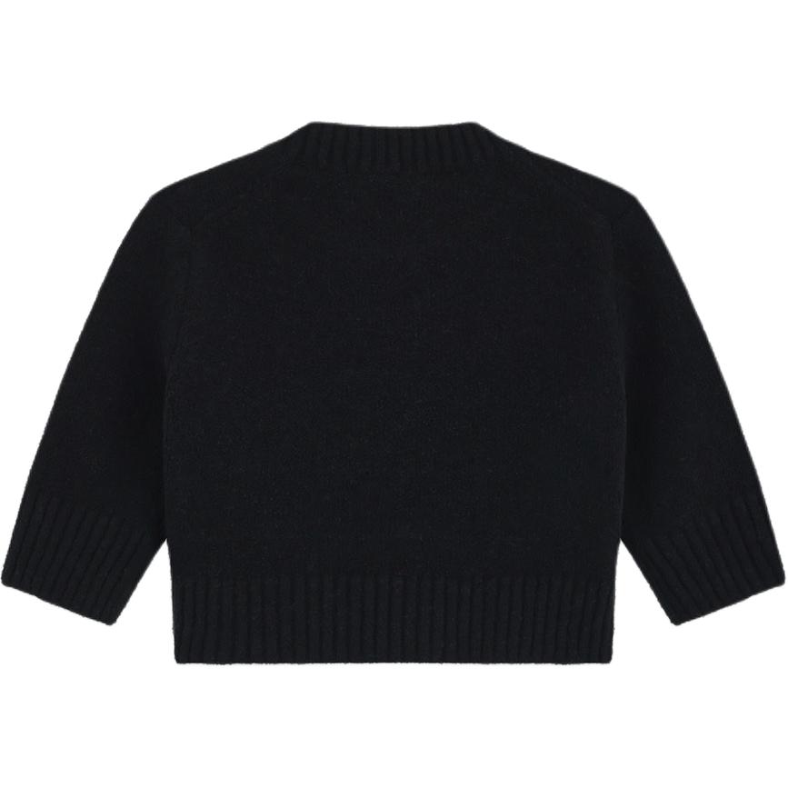 Lookbook (W) WE11DONE FW24 黑色羅紋刺繡字母圓領毛衣 WD-KT2-24-637-W-BK