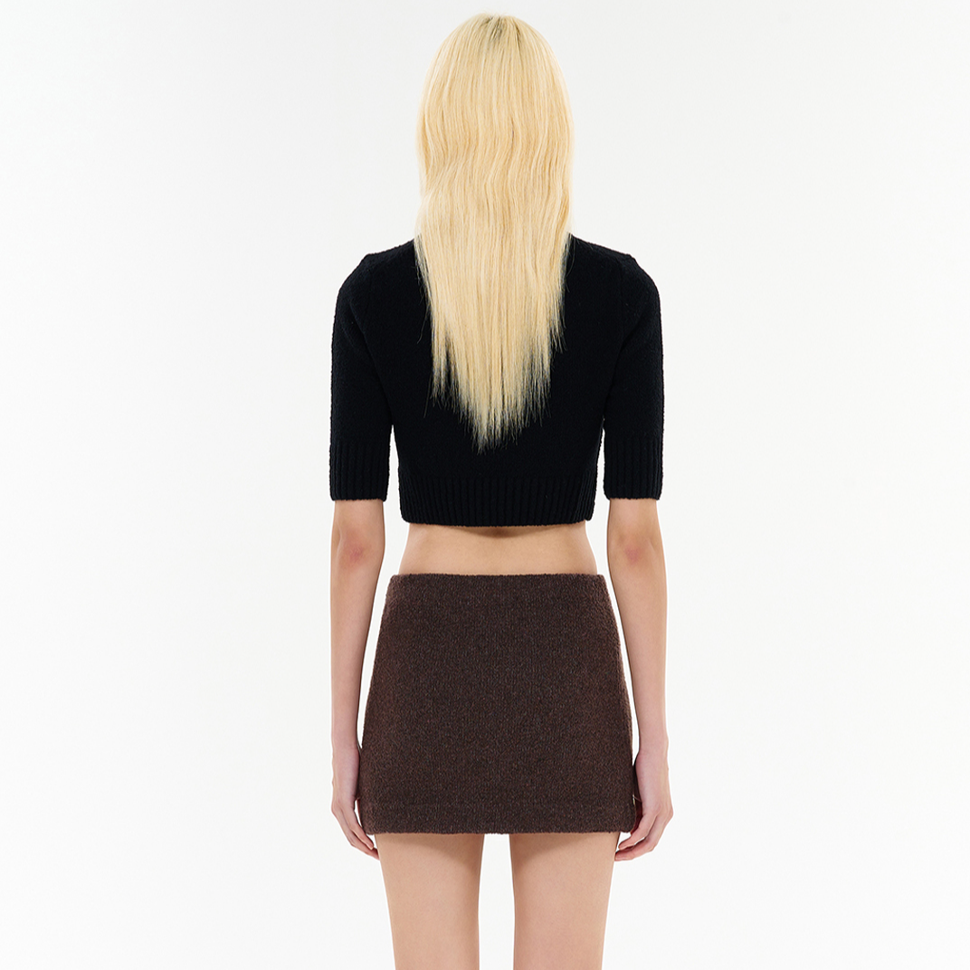 Purchase (W) WE11DONE FW24 黑色羅紋刺繡字母圓領毛衣 WD-KT2-24-637-W-BK