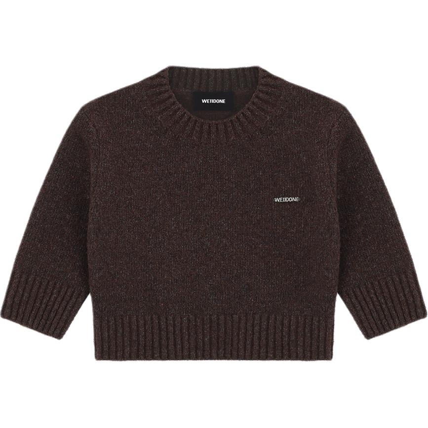 Order (W) WE11DONE FW24 棕色刺繡羅紋圓領毛衣 WD-KT2-24-637-W-BR