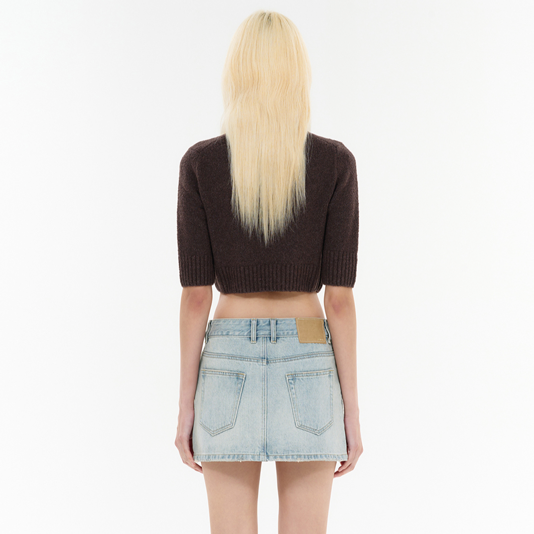 Purchase (W) WE11DONE FW24 棕色刺繡羅紋圓領毛衣 WD-KT2-24-637-W-BR