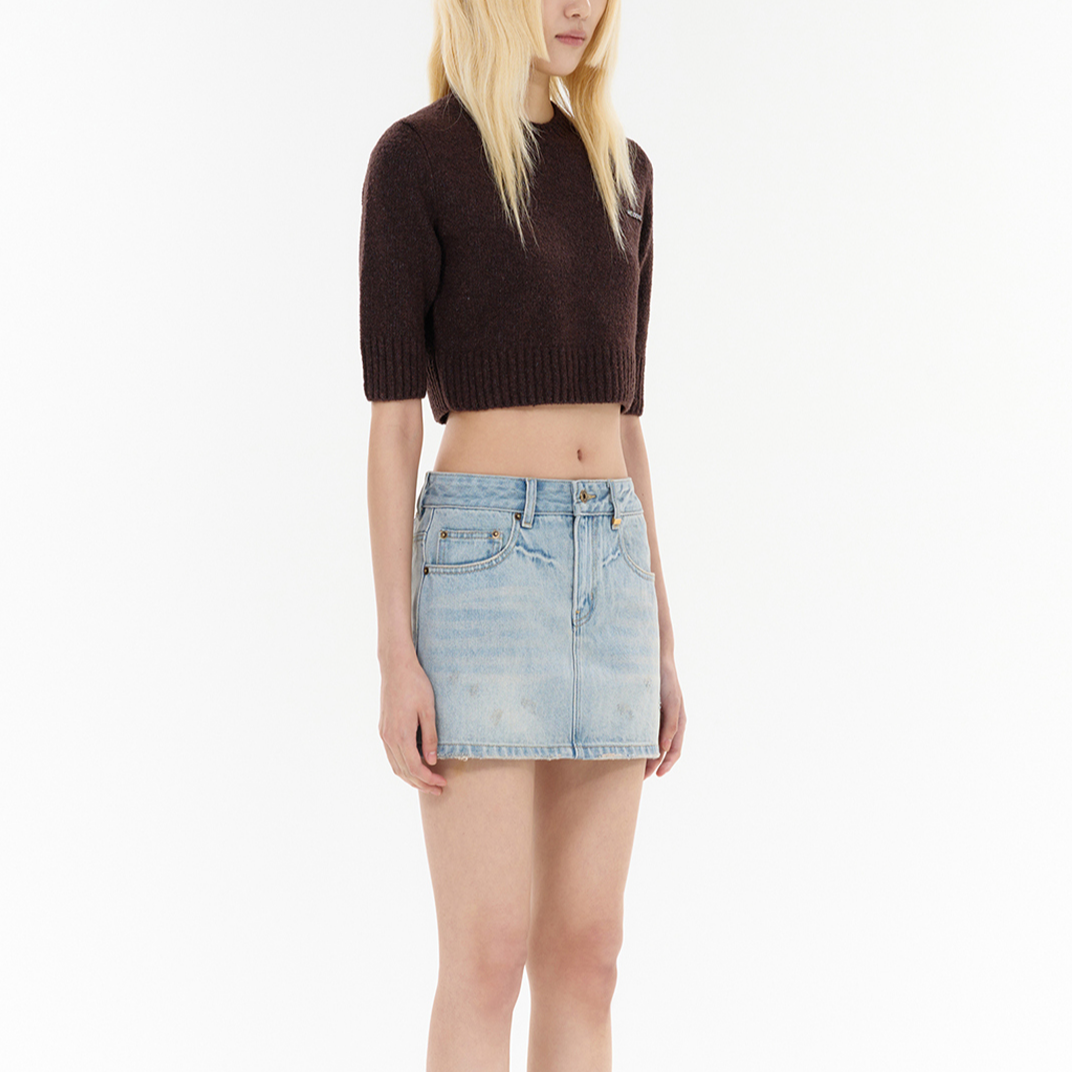 Details for (W) WE11DONE FW24 棕色刺繡羅紋圓領毛衣 WD-KT2-24-637-W-BR