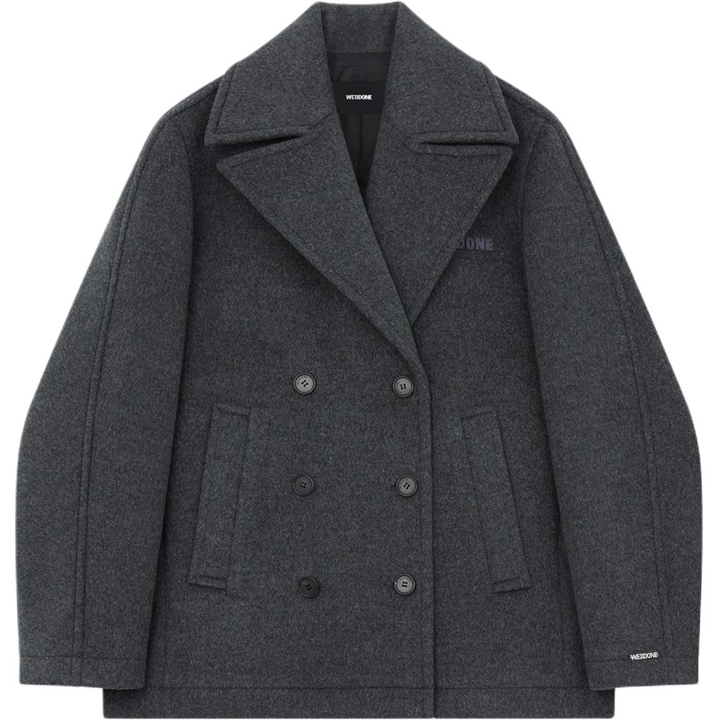 (Women) WE11DONE FW24  Charcoal Grey Long Coat with Tonal Logo Applique. WD-CT2-24-023-W-CH 圖 2