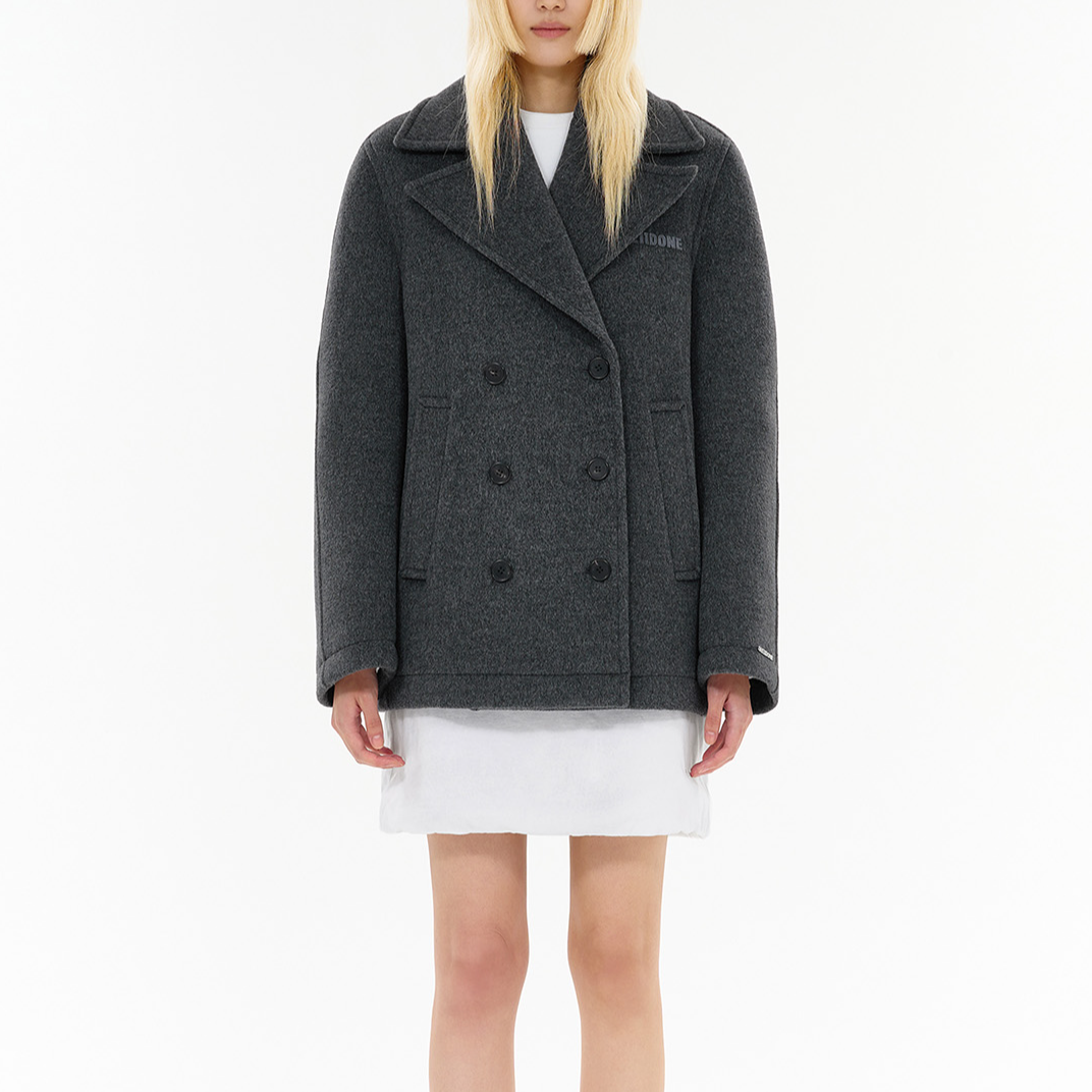 (Women) WE11DONE FW24  Charcoal Grey Long Coat with Tonal Logo Applique. WD-CT2-24-023-W-CH 圖 4