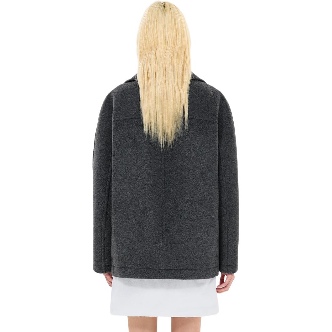 (Women) WE11DONE FW24  Charcoal Grey Long Coat with Tonal Logo Applique. WD-CT2-24-023-W-CH 圖 5