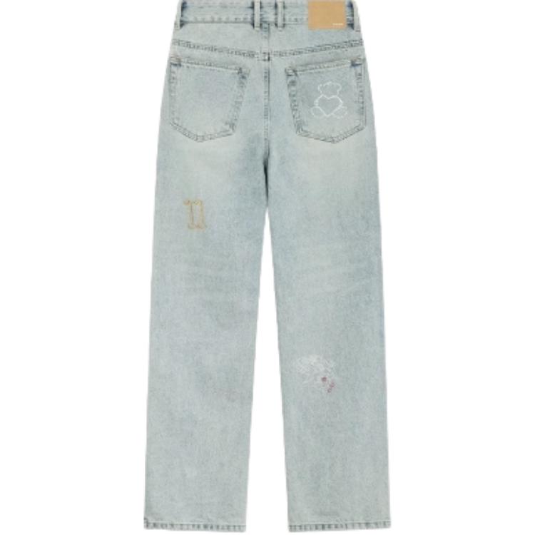 Lookbook (W) WE11DONE FW24 淺藍直筒丹寧牛仔褲帶水鑽拉鍊. WD-DP2-24-343-W-SK