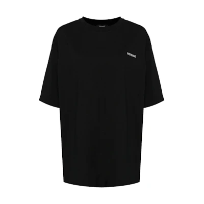 (Women) WE11DONE FW24 Logo Embroidery Oversized Graphic T-Shirt Black WD-TT2-24-765-U-BK