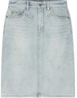 (Women) WE11DONE FW24 Washed Denim Midi Skirt with Zipper Closure Light Blue WD-DS2-24-372-W-SK (Women) WE11DONE FW24 Washed Denim Midi Skirt with Zipper Closure Light Blue WD-DS2-24-372-W-SK