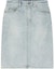 Buy (Women) WE11DONE FW24 Washed Denim Midi Skirt with Zipper Closure Light Blue WD-DS2-24-372-W-SK
