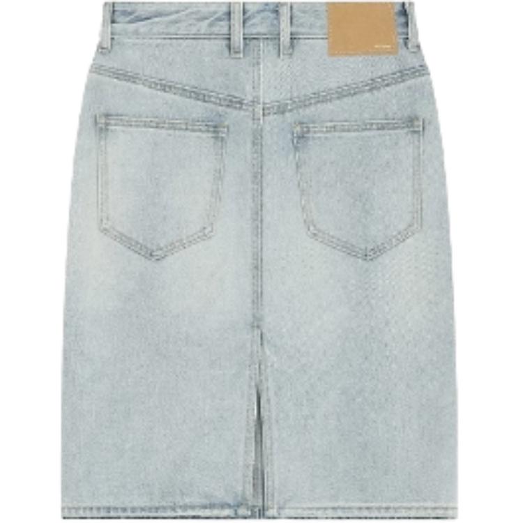 Lookbook (Women) WE11DONE FW24  Washed Denim Midi Skirt with Zipper Closure Light Blue WD-DS2-24-372-W-SK