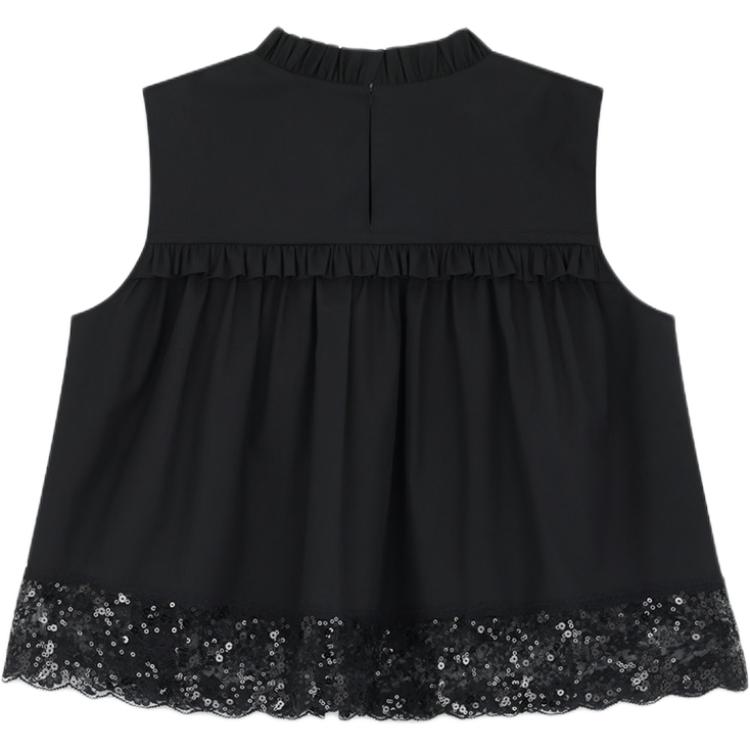 (Women) WE11DONE FW24 Black Lace Ruffle Sleeveless Blouse  Crew Neck Top WD-BL2-24-140-W-BK 圖 3