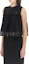 Shop (W) WE11DONE FW24 Atasan Tanpa Lengan Hitam Ruffle Lace Leher Crew WD-BL2-24-140-W-BK