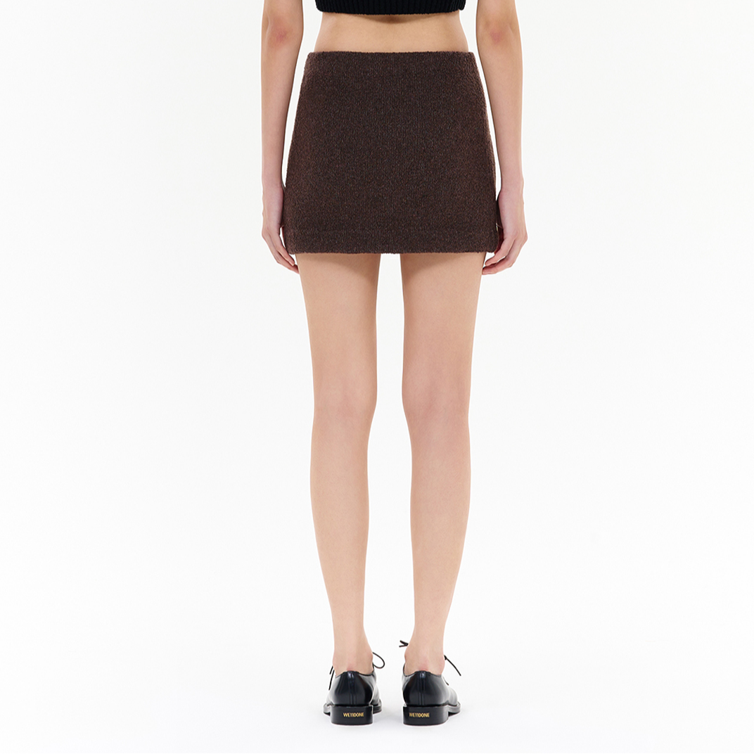 Purchase (Women) WE11DONE FW24 Circle Knit Mini Skirt with Crystal Logo Brown (). WD-KS2-24-635-W-BR