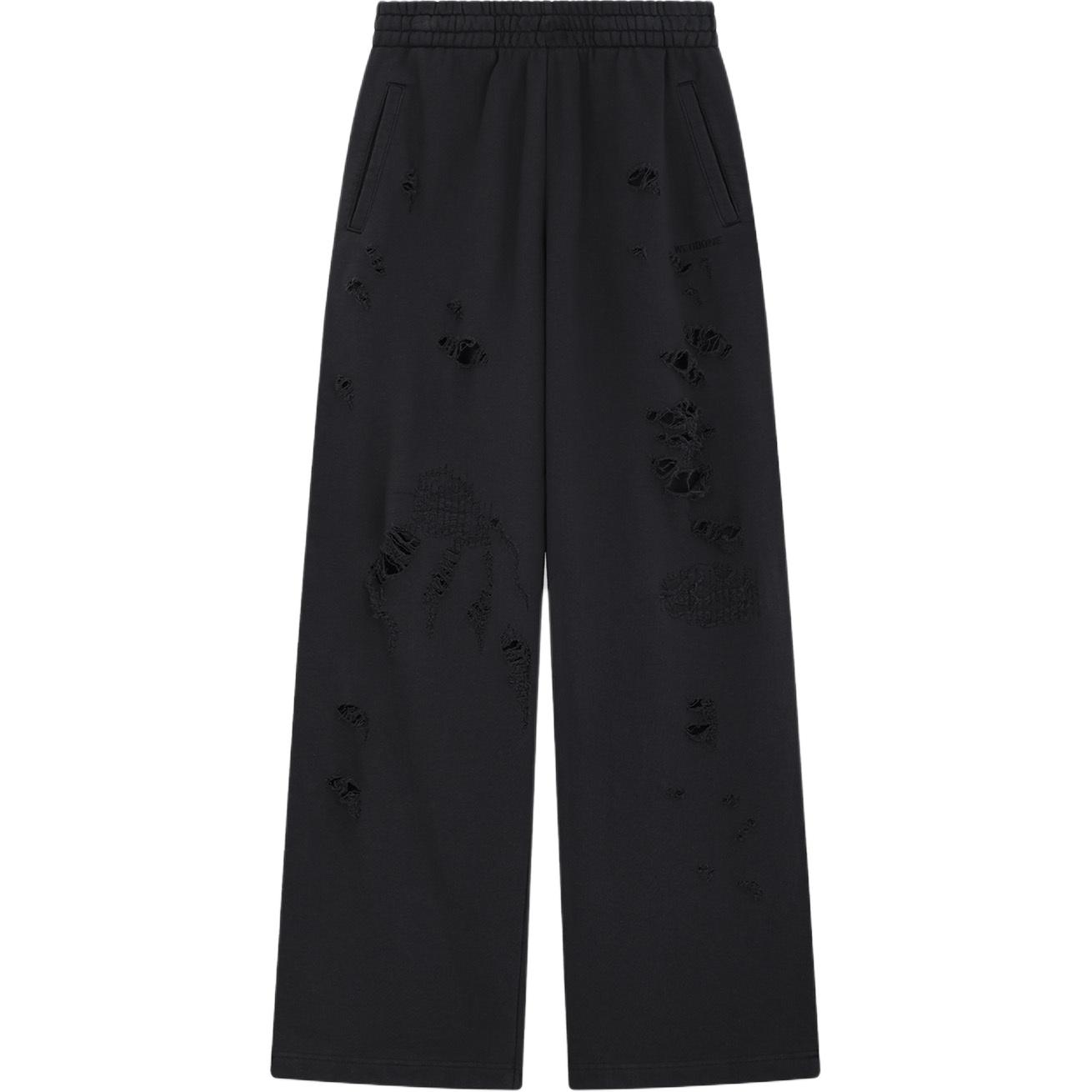 Order (Women) WE11DONE FW24 Distressed Knit Elastic Waist Joggers Women Black WD-TA2-24-728-U-BK