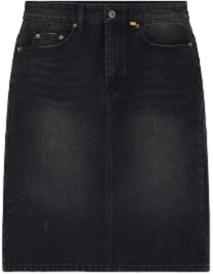 (Women) WE11DONE FW24 Faded Washed Black Denim Midi Skirt Casual Style. WD-DS2-24-372-W-BK Order (Women) WE11DONE FW24 Faded Washed Black Denim Midi Skirt Casual Style. WD-DS2-24-372-W-BK