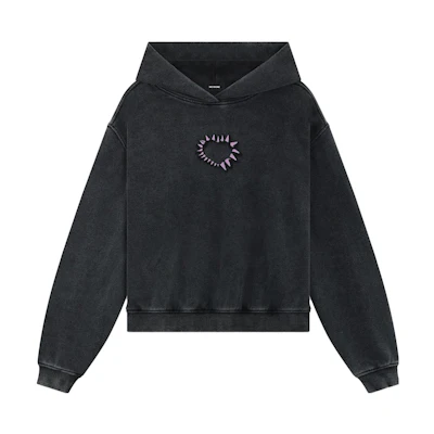 (Women) WE11DONE Heart-Shaped Washed Hoodie Black WD-TH3-23-806-U-BK