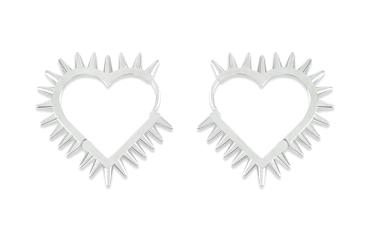 Lookbook (Women) WE11DONE Heart Stud Detail Earrings Women’s Silver WDAJ123512USV