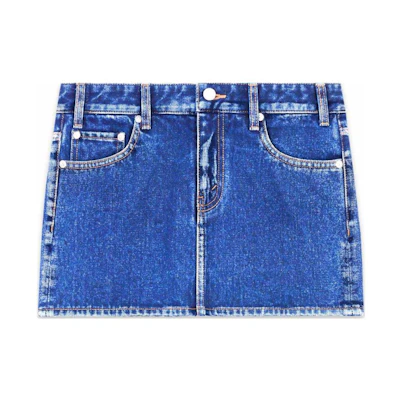 (Women) WE11DONE Low-Rise Mini Denim Skirt with Zip Pockets Blue . WD-DS3-22-372-W-BL