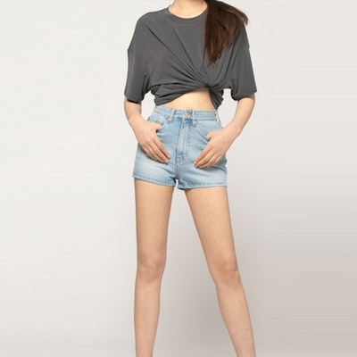 (Women) WE11DONE Metallic Logo Denim Shorts Women - Light Blue. WD-DP7-20-069-W-IC Purchase (Women) WE11DONE Metallic Logo Denim Shorts Women - Light Blue. WD-DP7-20-069-W-IC