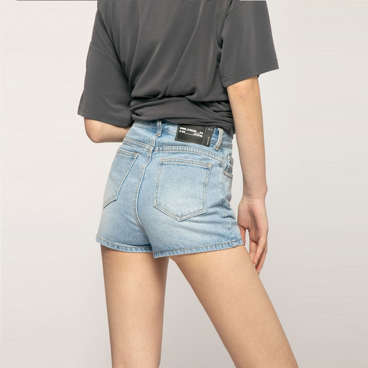 Details for (Women) WE11DONE Metallic Logo Denim Shorts Women - Light Blue. WD-DP7-20-069-W-IC