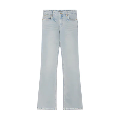 (Women) WE11DONE Mid-Rise Flared Zipper Pocket Jeans Women Blue WD-DP2-24-340-W-SK