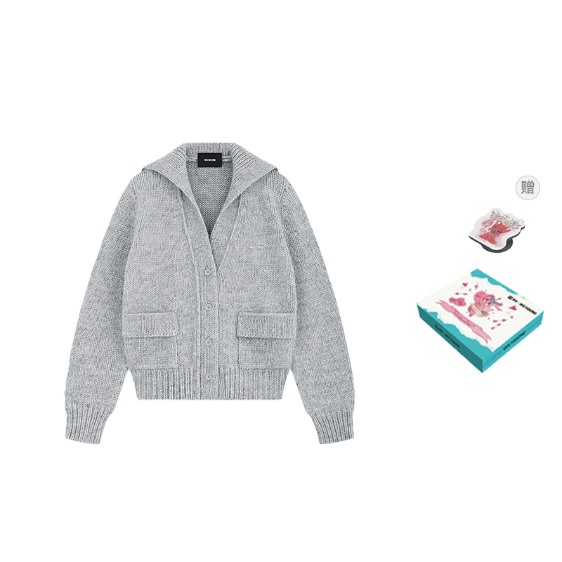 (Women) WE11DONE Single-Breasted Long Sleeve Knit Sweater Women Grey WD-KC2-24-632-W-GY