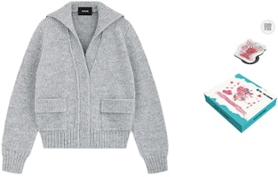 (Women) WE11DONE Single-Breasted Long Sleeve Knit Sweater Women Grey WD-KC2-24-632-W-GY (Women) WE11DONE Single-Breasted Long Sleeve Knit Sweater Women Grey WD-KC2-24-632-W-GY