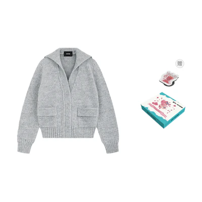 (Women) WE11DONE Single-Breasted Long Sleeve Knit Sweater Women Grey WD-KC2-24-632-W-GY